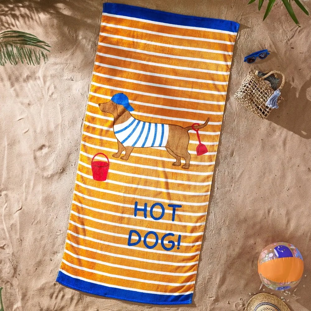 Narancssárga pamut strandtörölköző 76x160 cm Hot Dog – Catherine Lansfield