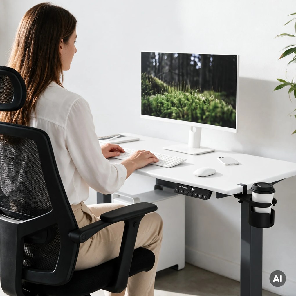 Elektromos íróasztal magasságállítással ergonomikus antracit-fehér, 1200x600 mm: ARIA
