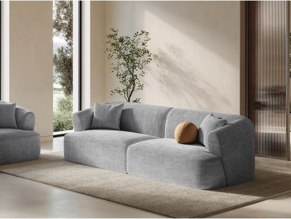 Világosszürke kordbársony kanapé 255 cm Campi – Cosmopolitan Design