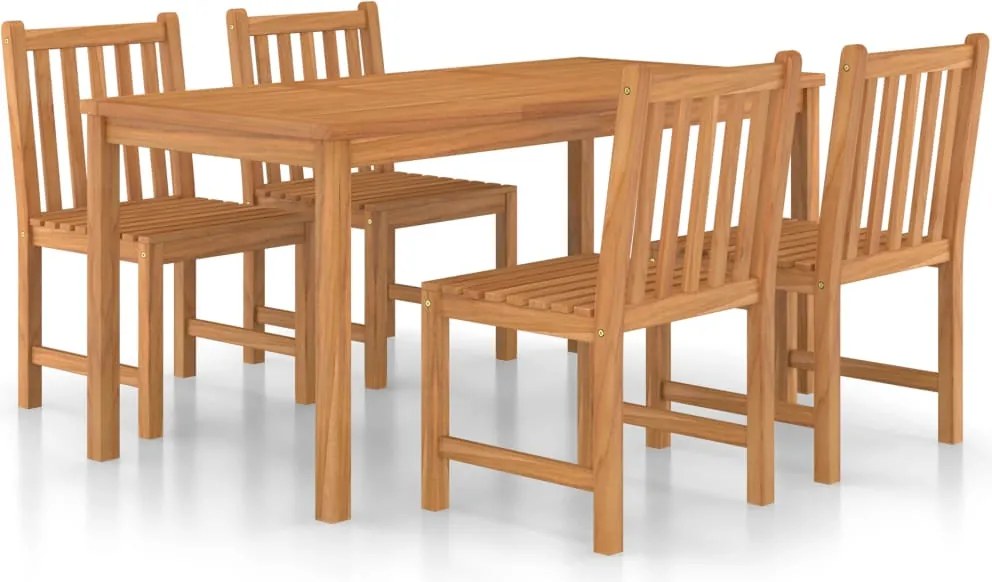 vidaXL 5 részes tömör tíkfa kerti étkezőgarnitúra 160 x 80 cm