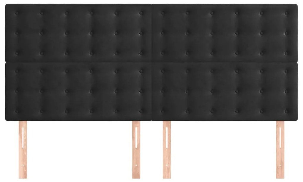4 db fekete bársony fejtámla 90x5x78/88 cm