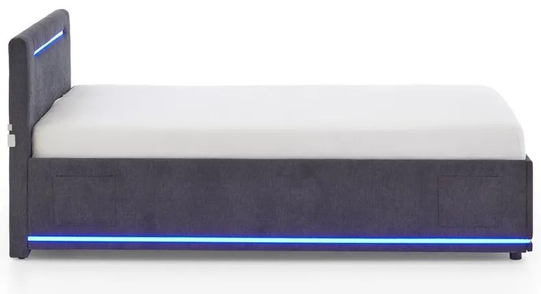 Sötétszürke kárpitozott ágyneműtartós gyerekágy ágyráccsal 120x200 cm Circle – Meise Möbel