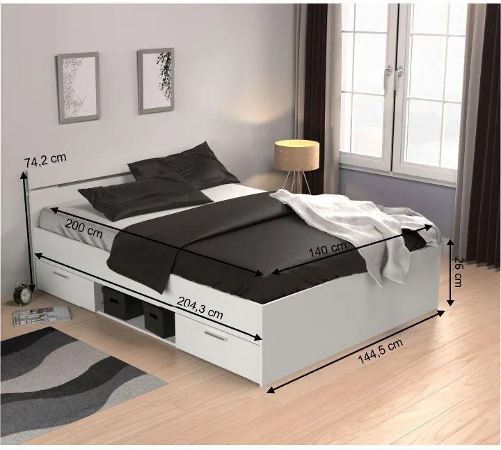 Michal ágy 140x200 fehér