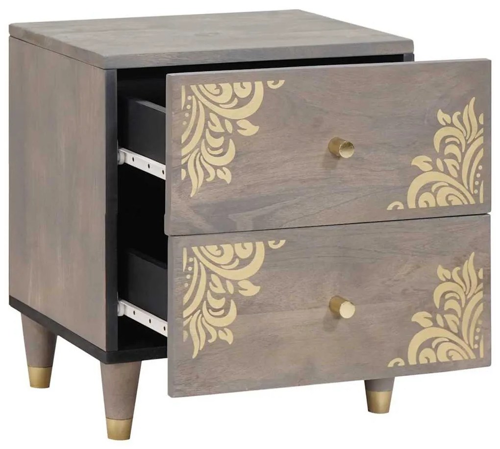 vidaXL Éjjeliszekrény 2 pcs Szürke 40 x 33 x 46 cm Tömör Mangófát