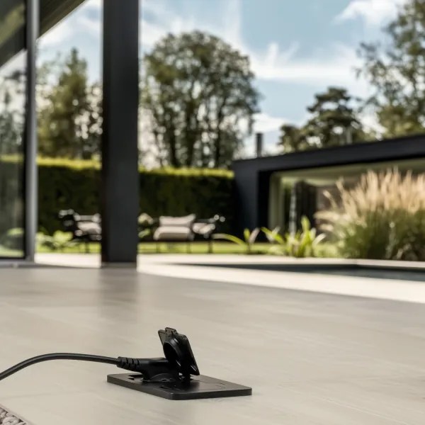 Solight 5B323B - Kültéri beépített padló dupla aljzat IP55 fekete négyszögletes