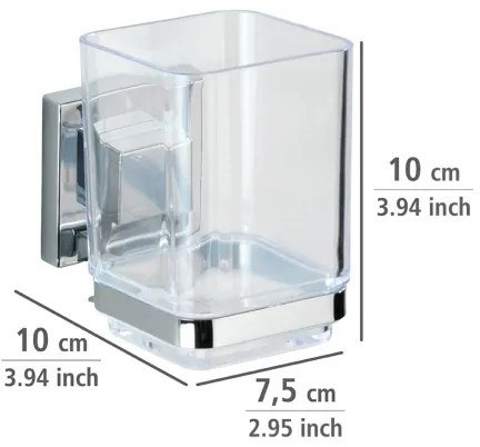 WENKO 22680100 - VACUUM-LOC QUADRO ED pohár 7,5 x 10 cm, ezüst/fényes króm/átlátszó