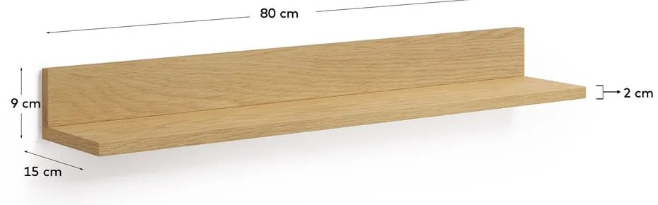 Természetes színű polc tölgyfa dekorral Abilen - Kave Home