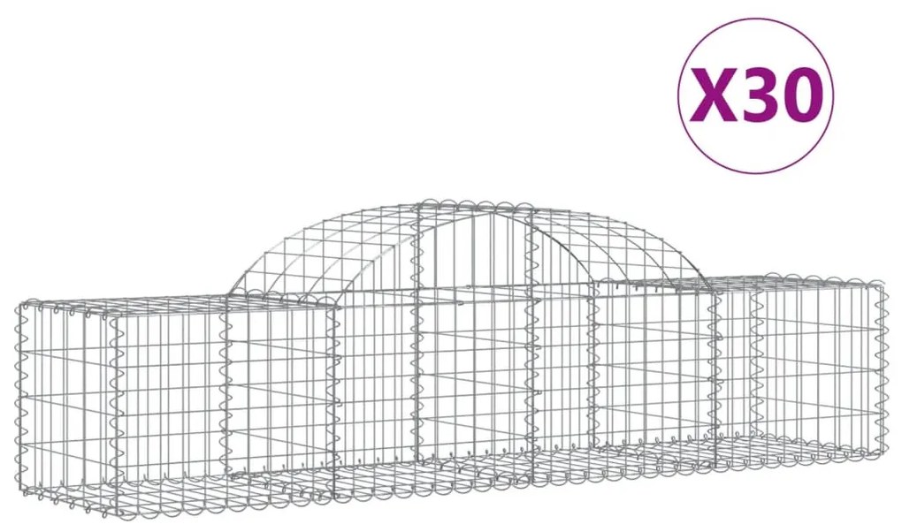 vidaXL 30 db íves horganyzott vas gabion kosár 200x50x40/60 cm