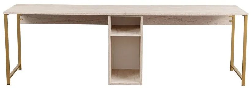Íróasztal Twin Study Desk - Travertine, Arany