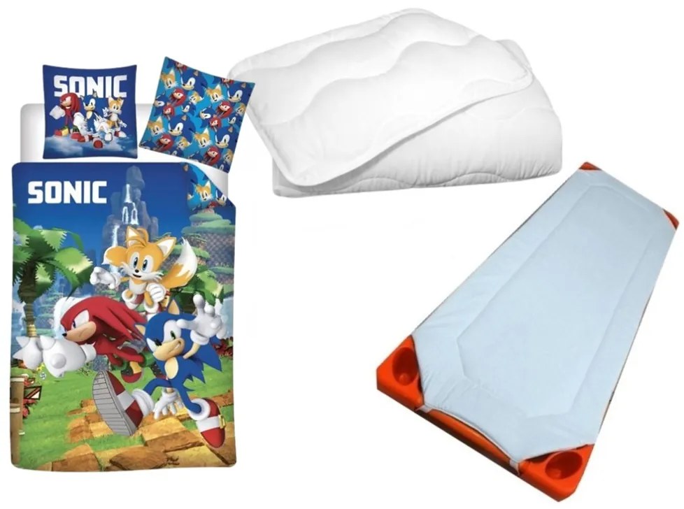 Sonic a sündisznó gyerek, ovis ágyneműhuzat, derékalj és paplan/párna szett 100x135 cm 40x60 cm