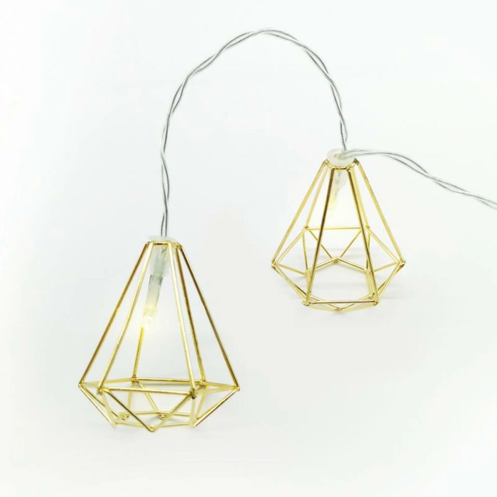 Aca Lighting fém rombuszok, 10 LED-es díszlánc elemekkel (3xAA), pulzáló