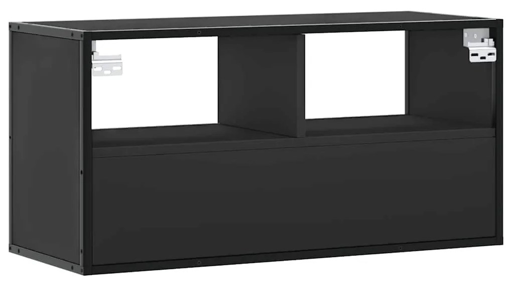 fekete szerelt fa és fém TV-szekrény 80x31x39,5 cm