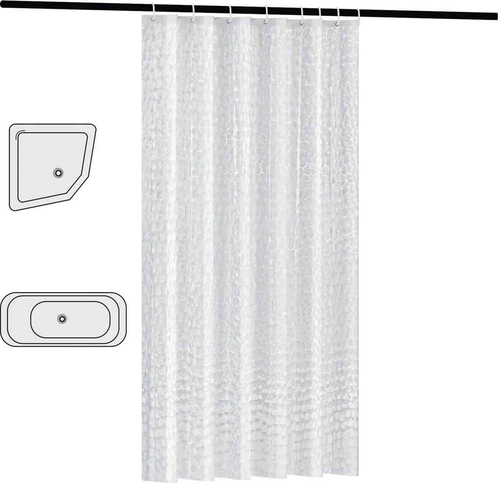 Zuhanyfüggöny átlátszó 3D hatás 180*200cm áttetsző