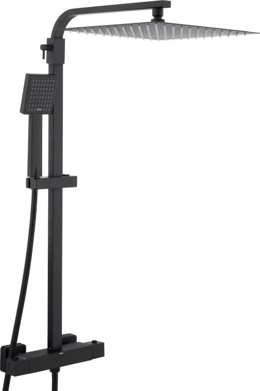 Erga Goba, zuhanygarnitúra termosztatikus csapteleppel és esőfejjel 30x30 cm, fekete matt, ERG-YKA-BP.GOBA-THERM-30-BLK