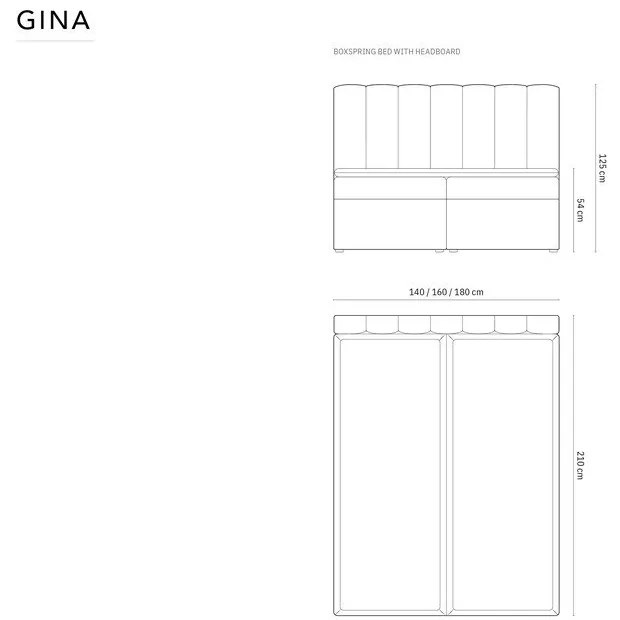 Szürke boxspring ágy tárolóhellyel 160x200 cm Gina – Milo Casa