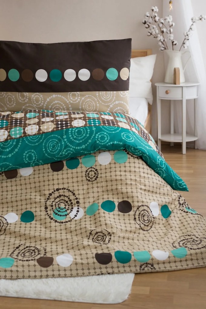 Pamut ágyneműhuzat 2 ágyra CIRCLES GREEN, zöld Ágyneműhuzat mérete: 2 db 70 x 90 cm | 2 db 140 x 200 cm