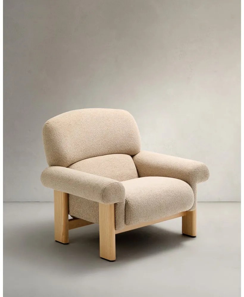 Bézs zsenília fotel Nema – Kave Home