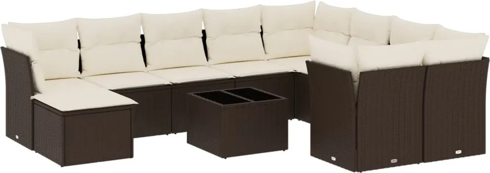 vidaXL 11 részes barna polyrattan kerti ülőgarnitúra párnákkal