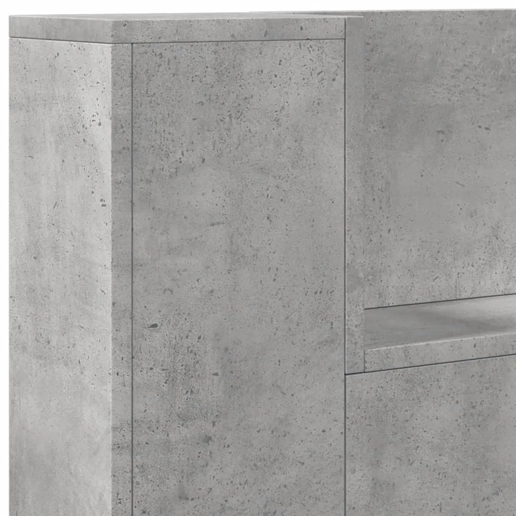 betonszürke áthidalószekrény LED-világítással 120x16,5x103,5 cm