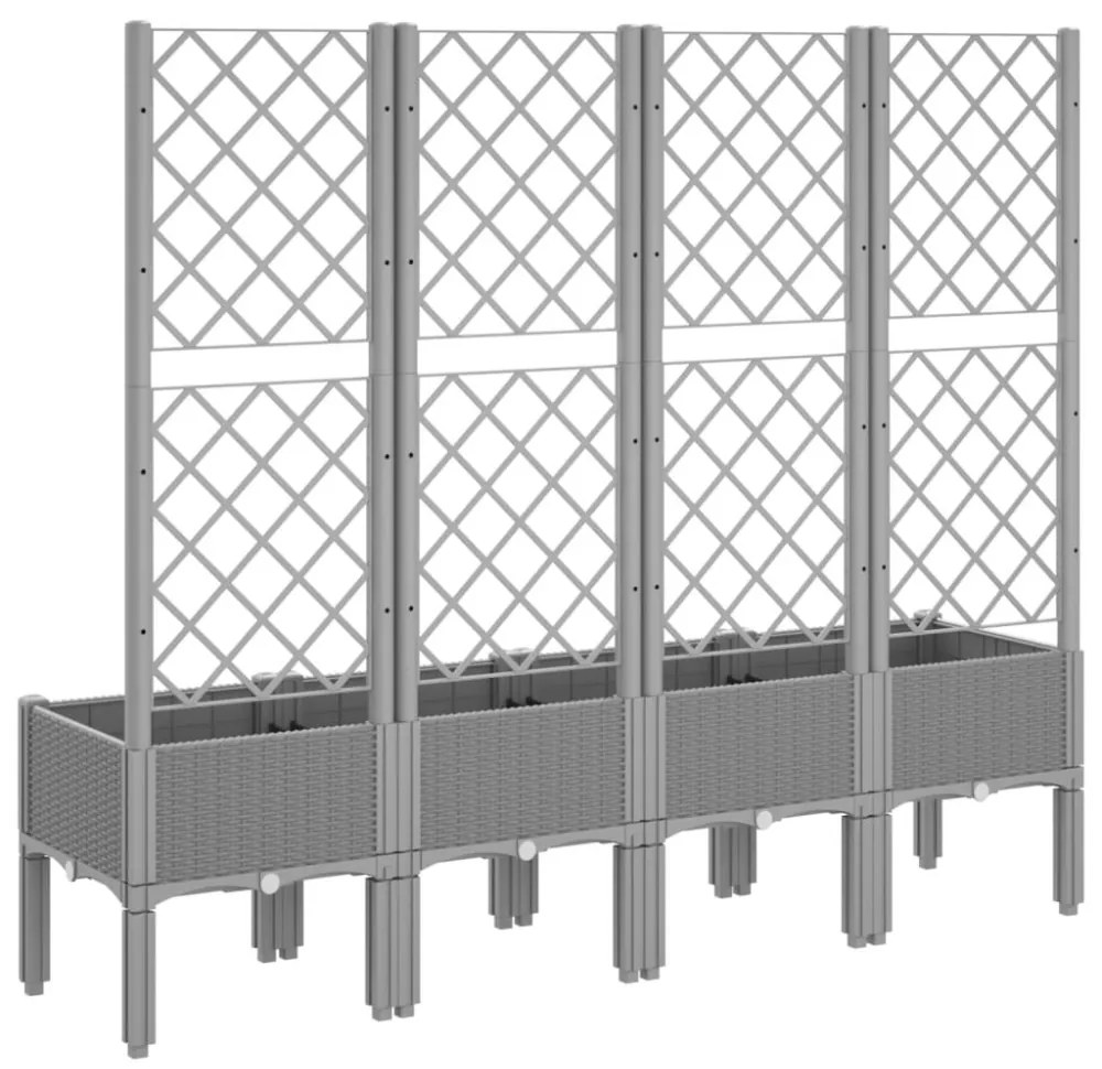 világosszürke PP rácsos kerti ültetőláda 160 x 40 x 142 cm