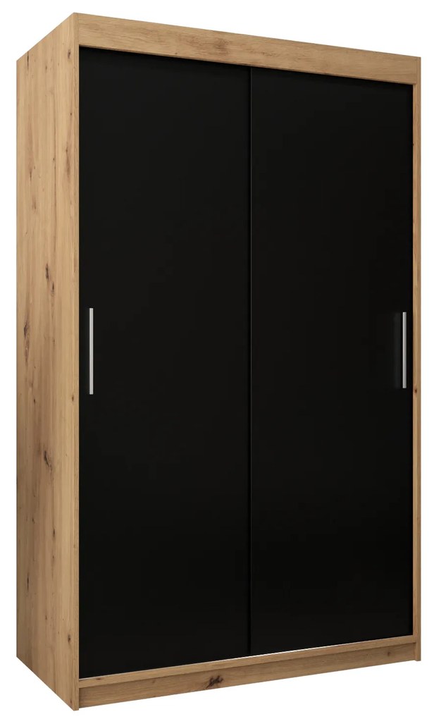 Ruhásszekrény 120 cm Toki (artisan tölgy + matt fekete). 1064812