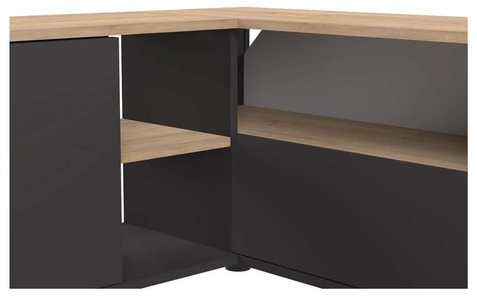 Fekete-natúr színű TV-állvány tölgyfa dekorral 90x45 cm Angle – TemaHome