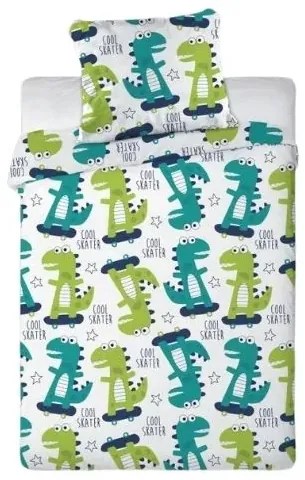 FARO Pamut ágyneműhuzat kiságyba Dino skate - 100x135 cm + 40x60 cm
