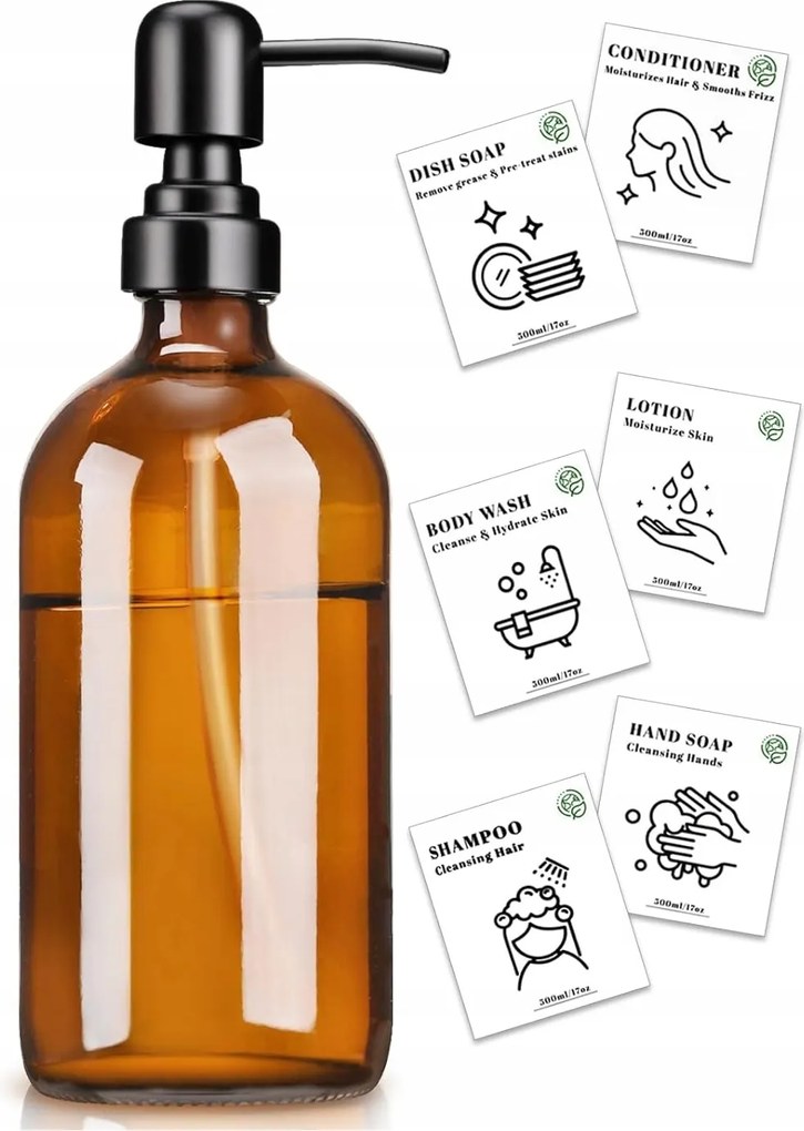 Euqvunn Üvegszappan adagoló 500 ml pumpával matricák