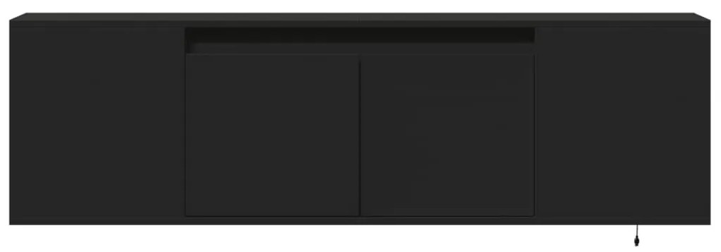 fekete fali TV-szekrény LED-világítással 135x31x39,5 cm