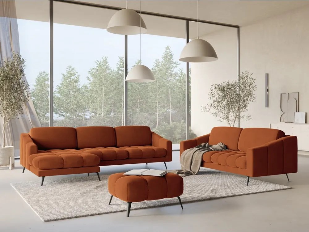 Narancssárga bársony sarokkanapé (bal oldali) Nalu – Makamii