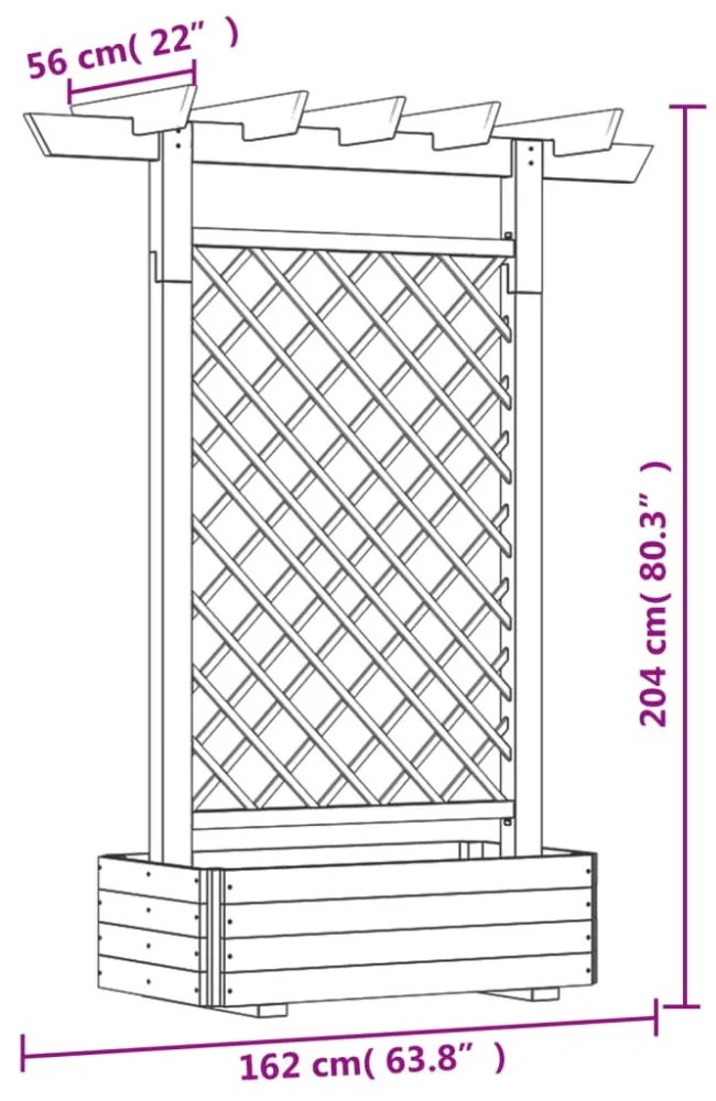 fa virágtartó pergola 162 x 56 x 204 cm