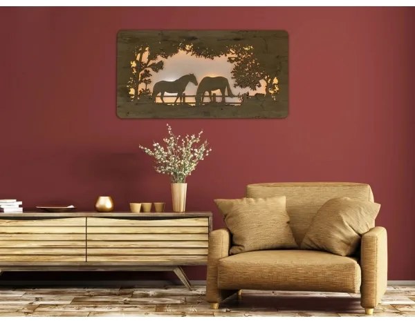 Li-Go 5012/B/4 - LED fali dekoráció LED/10W/5V 30000 mAh 120x60 cm tölgy