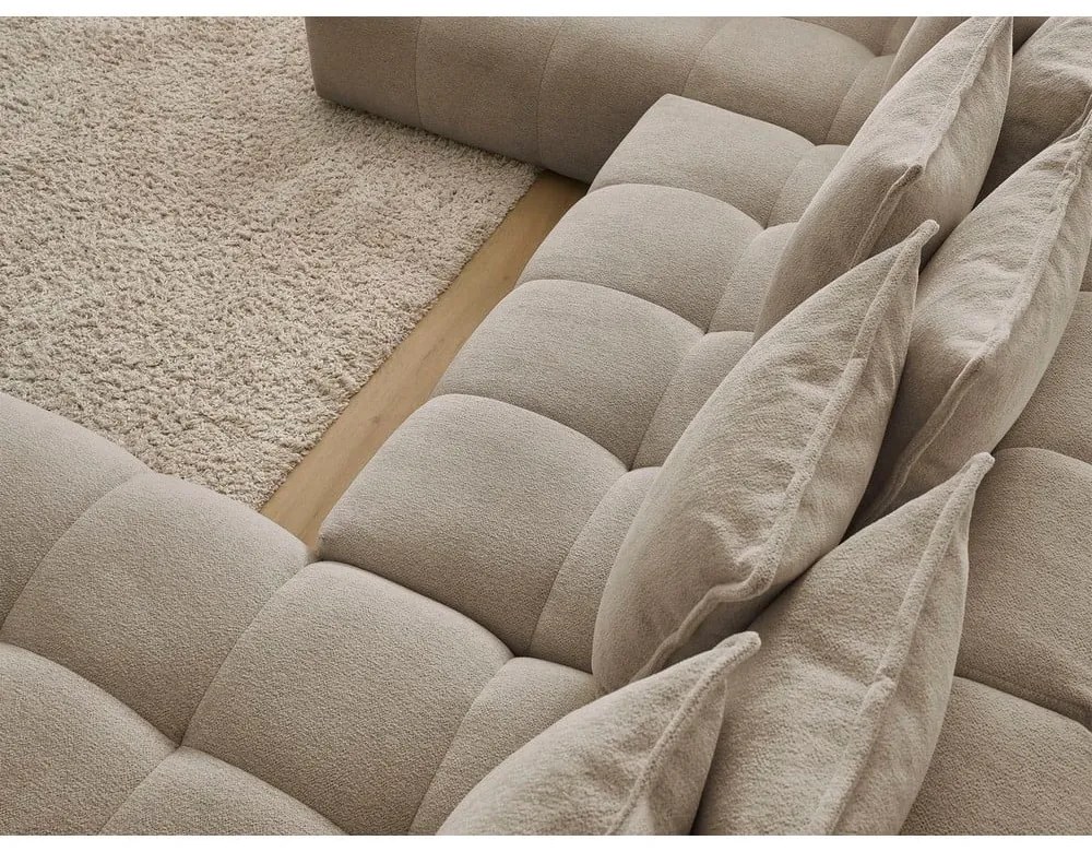 Szürkésbarna zsenília kinyitható-tárolóhelyes sarokkanapé (bal oldali-U alakú) Everest – Bobochic Paris