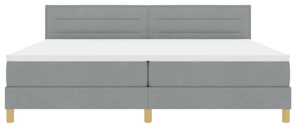 Box Spring Ágy Matrac &amp; LED Világítással Szürke 200x200 cm Szövet