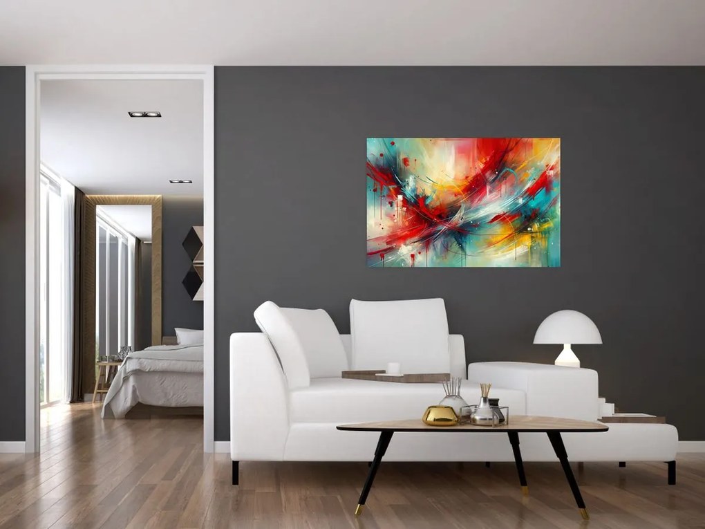 Kép – Absztrakció pirossal (90x60 cm)
