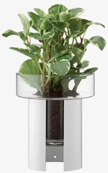 LSA International Terrazza virágcserép, h 22 cm, Ø19 cm, átlátszó/krétás fehér - LSA nemzetközi
