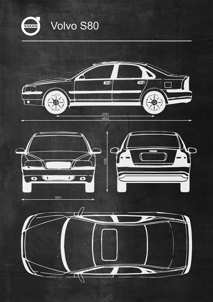 Poszter Volvo S80 Retro Patent Poster diagram