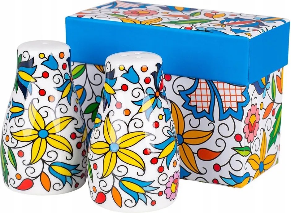 Pola és Tola” só- és borsszóró szett – Folkstar kerámia, kasúb mintával