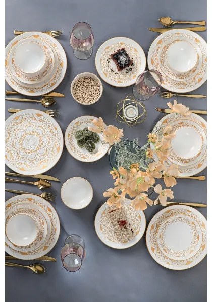 24 darabos étkészlet fehér/arany/kerámia