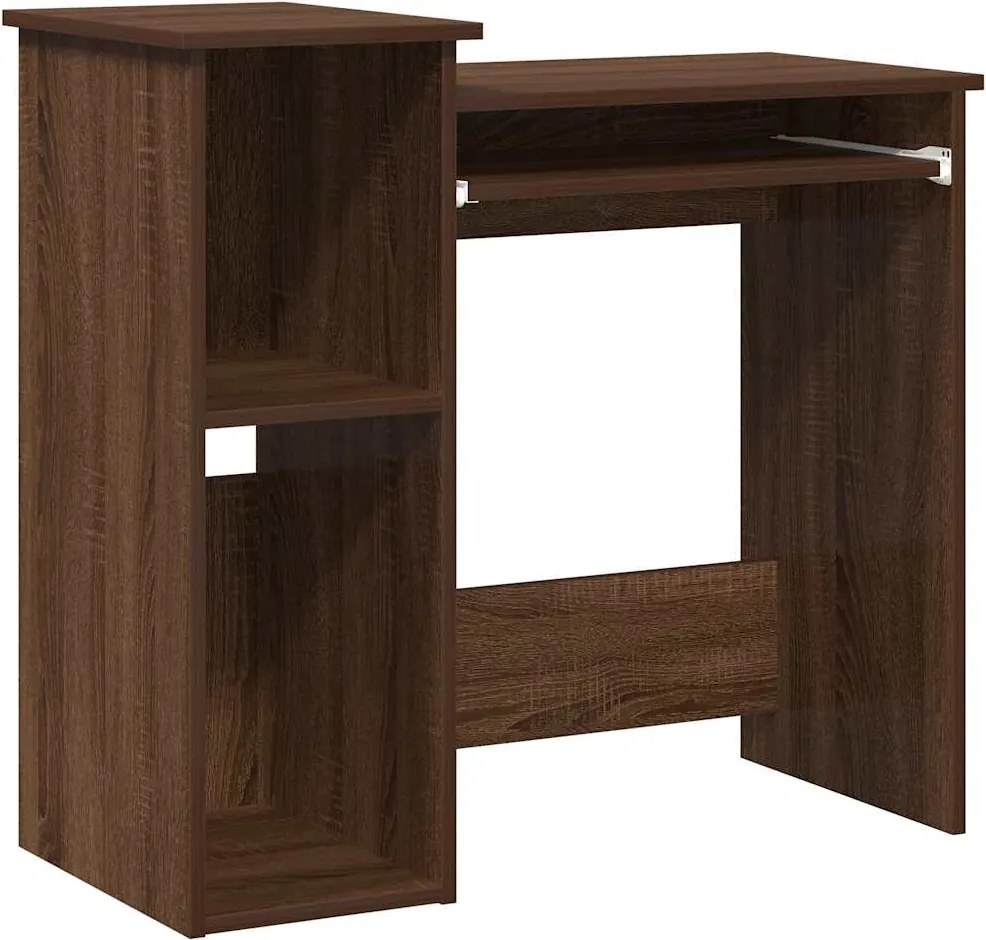 vidaXL barna tölgy szerelt fa íróasztal polcokkal 84x40x78 cm
