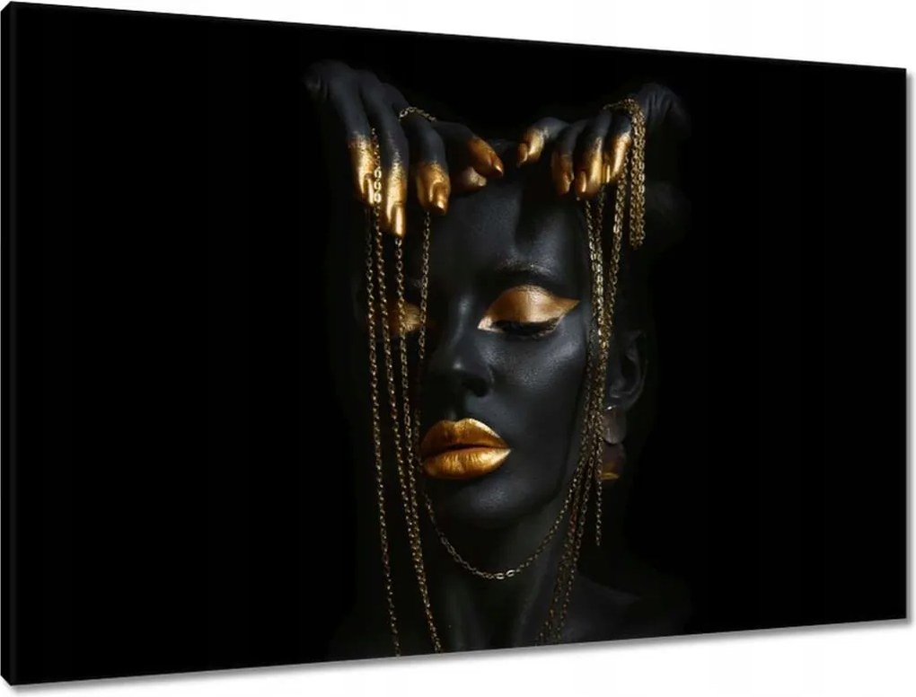 Vászonkép 90x60 Arany ékszerek az arcon