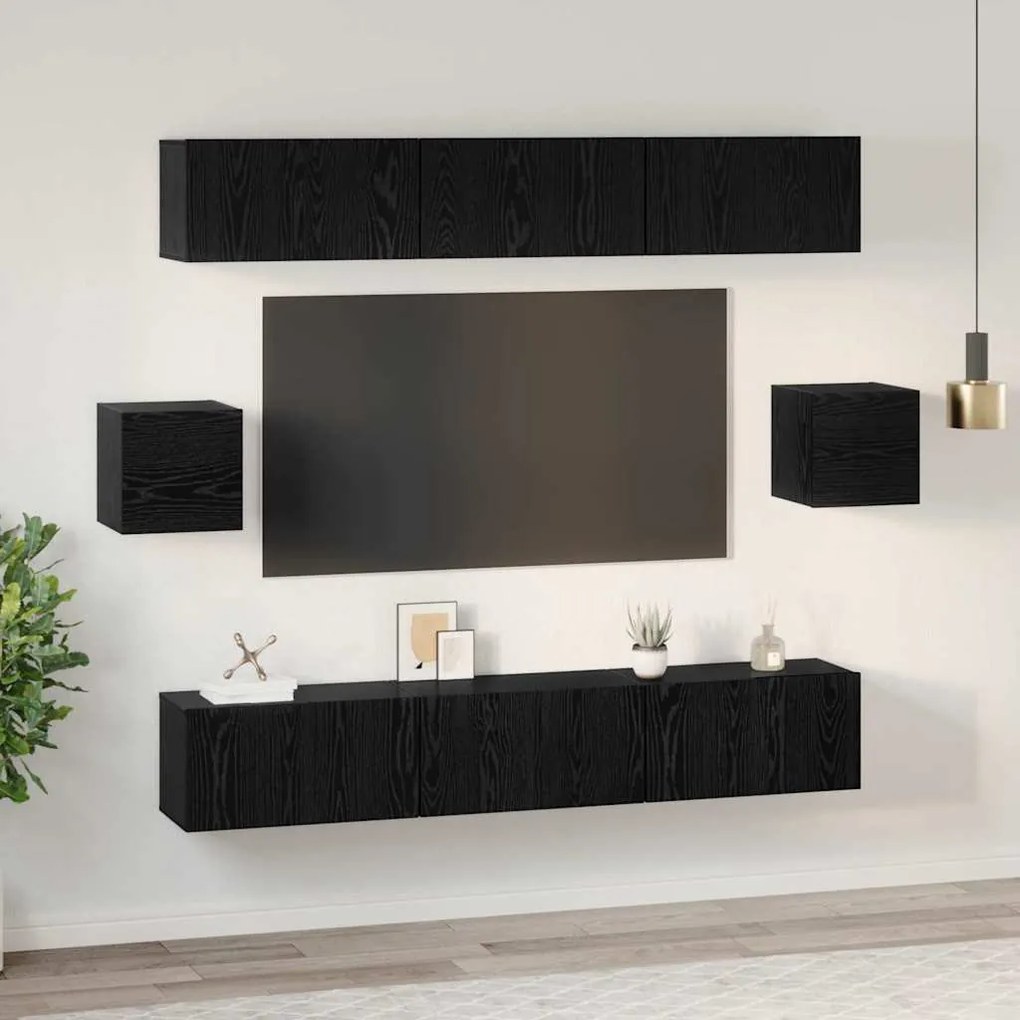 TV szekrény garnitúra 8 pcs Musta tammi 60 x 30 x 30 cm Faanyag