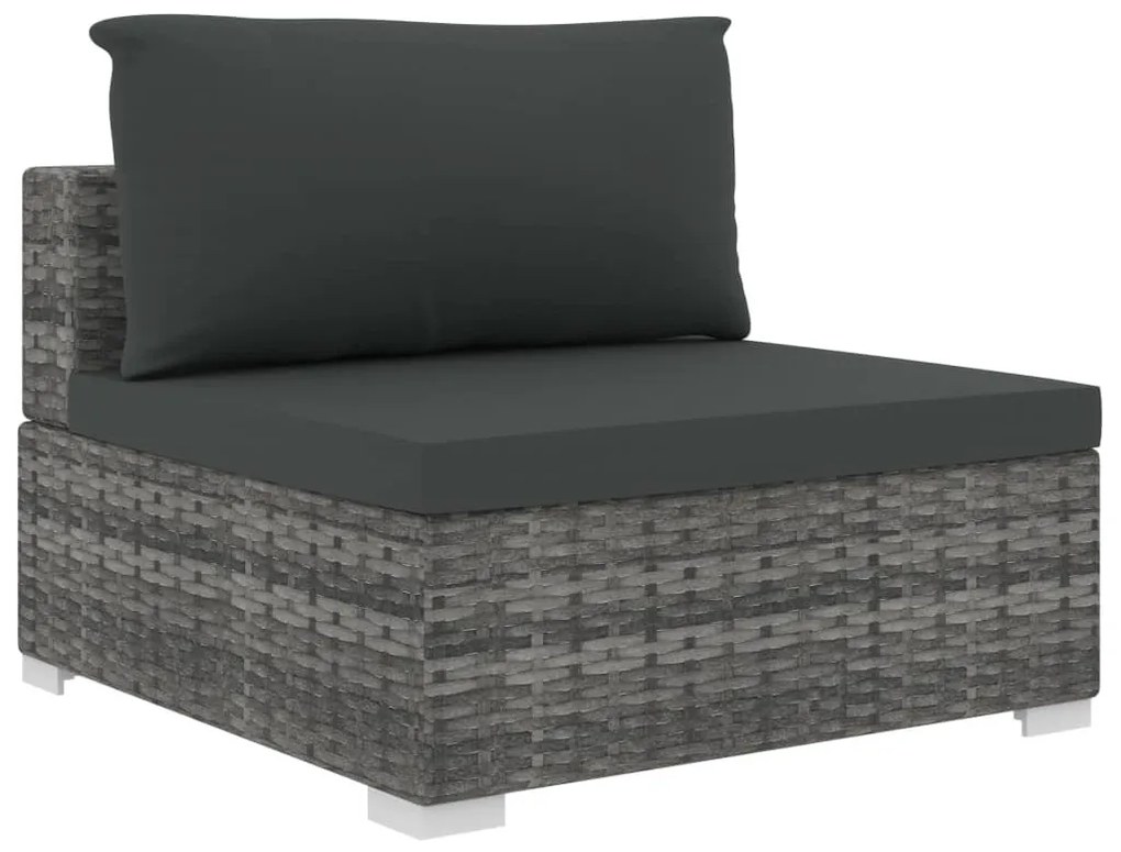 11-részes szürke polyrattan kerti bútorszett párnákkal