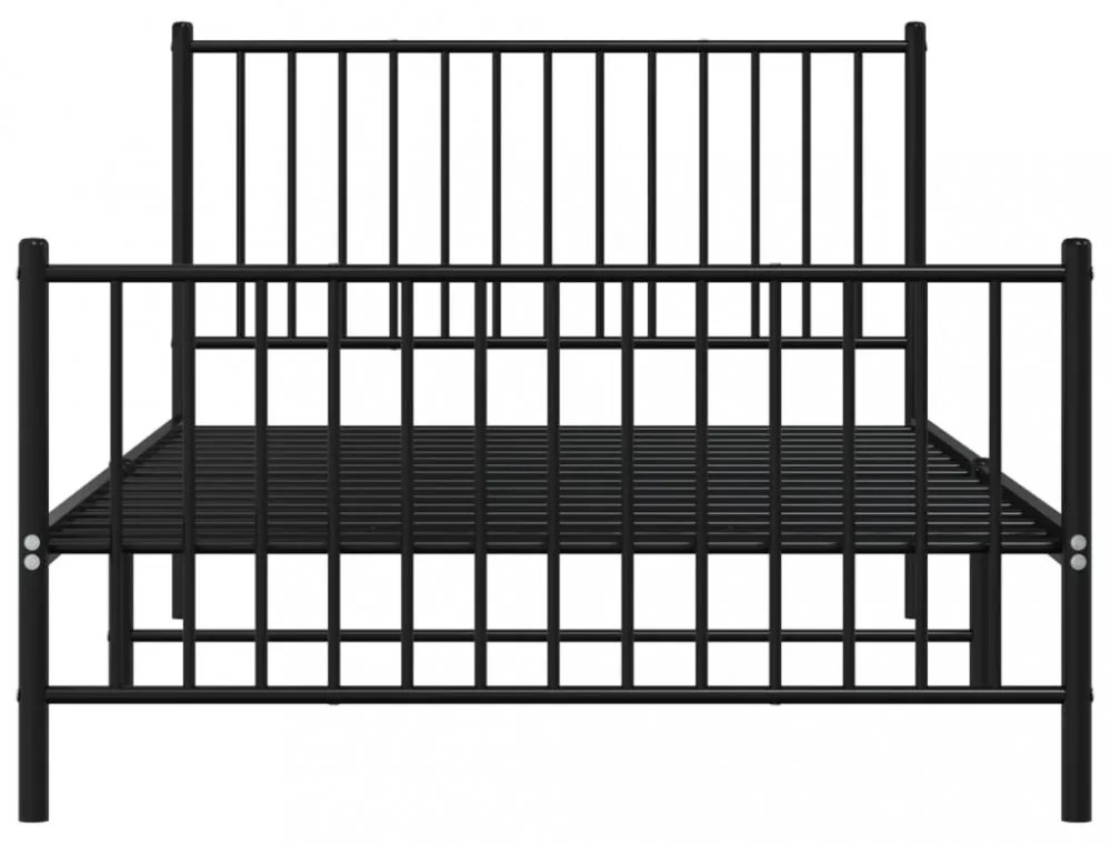 fekete fém ágykeret fej- és lábtámlával 107 x 203 cm