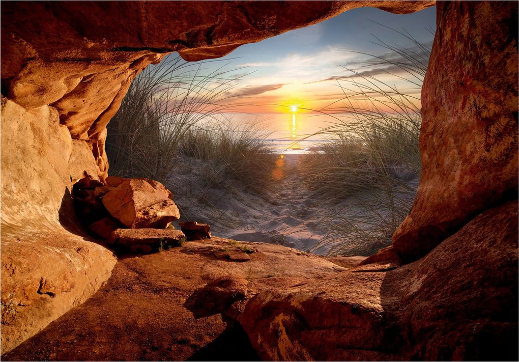 Fotótapéta Naplemente Tenger Tengerpart Barlang Természet Pihenés 350x250 +ragasztó