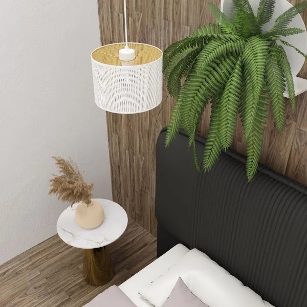 Csillár zsinóron LOFT SHADE 1xE27/60W/230V á. 25 cm fehér/arany