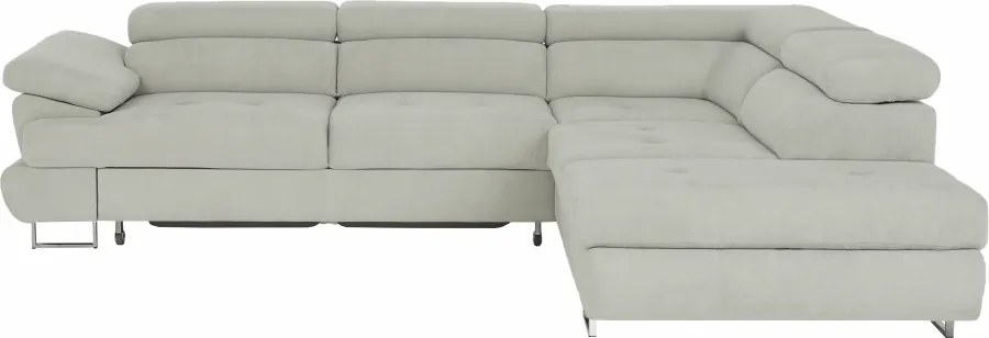 Ülőgarnitúra tárolóhellyel, világosszürke, szövet, jobbos, BUTON R