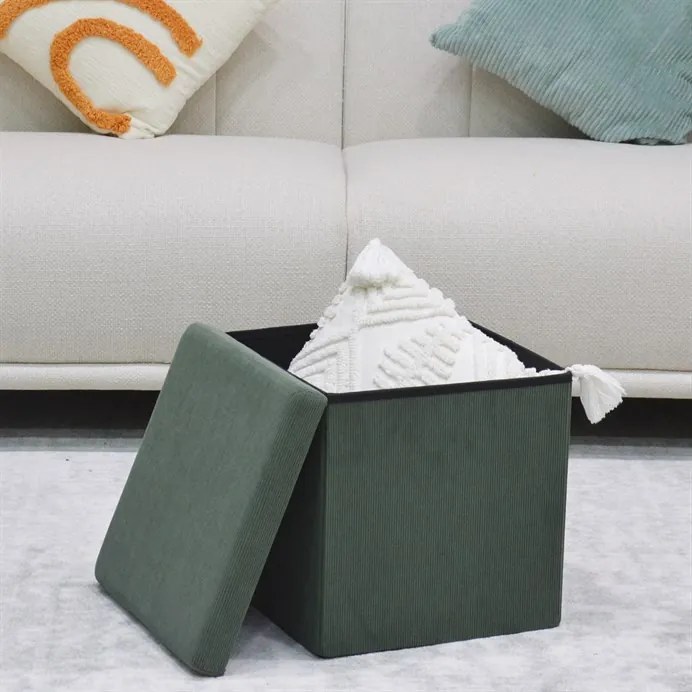 Zöld Kordbársony Tárolós Puff. TAB-471 GRN6