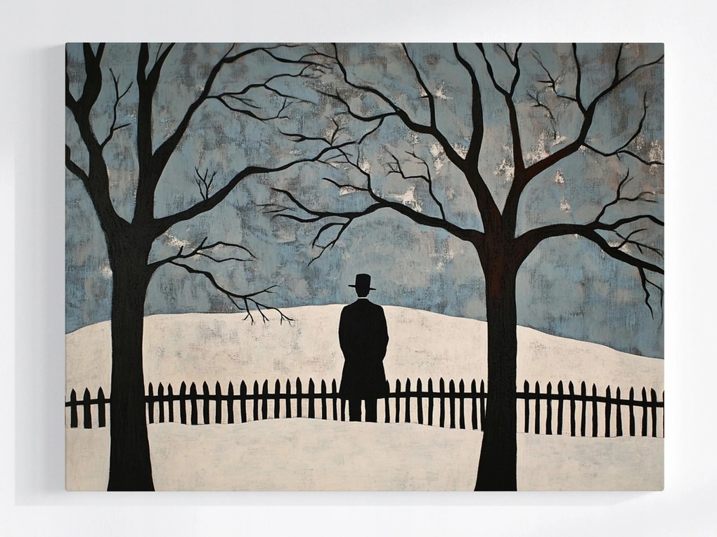 Vászonkép Canvas Tél Hó Fagy Fák Férfi Melankólia 80x60