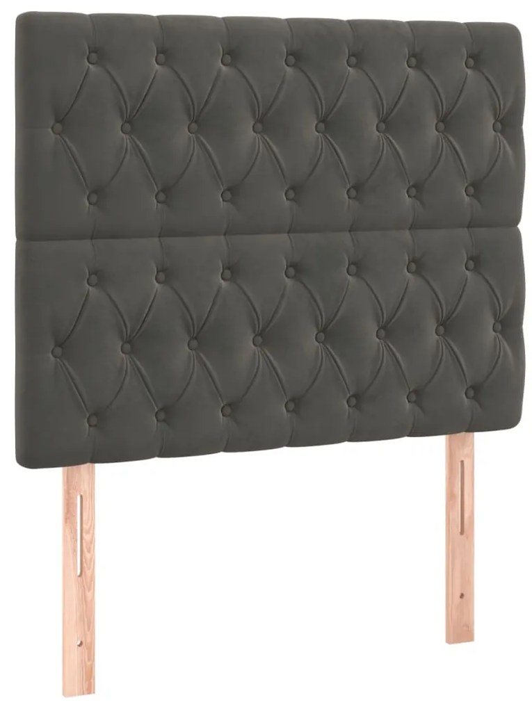 sötétszürke bársony LED-es fejtámla 100x7x118/128 cm
